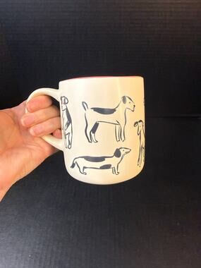Dog Person Opal House Stoneware Black White Orange Dog Art Coffee 14 oz. Cup Mug